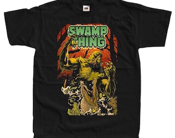The Swamp Thing V4 Horror movie poster T-Shirt Black vintage scary all sizes S-5XL