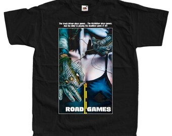 Road Games BLACK Horror movie poster T-Shirt Black vintage scary all sizes S-5XL