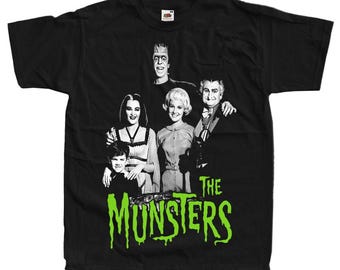 The Munsters horror movie poster T-Shirt Black vintage scary all sizes S-5XL
