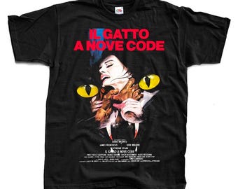 The Cat o' Nine Tails 1971 Horror movie poster T-Shirt Black vintage scary all sizes S-5XL