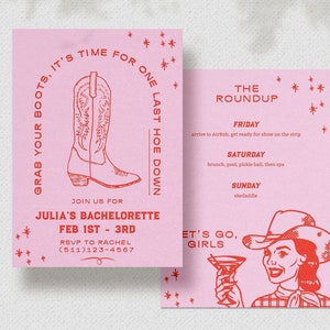 Last Rodeo Cowgirl Bachelorette Invitation, EDITABLE TEMPLATE, instant download