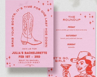 Last Rodeo Cowgirl Bachelorette Invitation, EDITABLE TEMPLATE, instant download