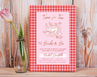 Bridal Shower Tea Party Invitation, EDITABLE TEMPLATE, instant download