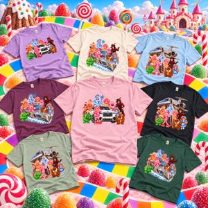 Koszulka Retro Candy Crew Comfort Colors | Koszulka z grafiką z motywem samochodu, prywatnego odrzutowca lub łodzi motorowej | Nostalgiczny prezent dla fana Candy