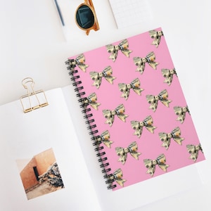 Blue Hundred Bow Spiral Notebook | Pink  Coquette School Notes Journal