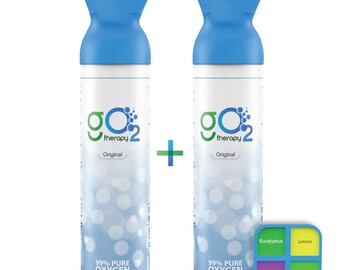 gO2Therapy Up To 900  Inhalations(2-Pack) , 12L Portable Oxygen Canister with 4 Aromatherapy Scents