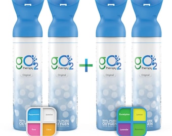 gO2therapy 1800 Inhalations (4-Pack ), 12L Portable Oxygen Canister with 8 Aromatherapy Scents