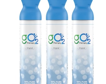 gO2Therapy Up to 1350 Inhalations (3 pack), 12L Portable Oxygen Canister with Mask