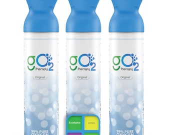 gO2Therapy Up To 1350 Inhalations, 12L Portable Oxygen Canister with 4 Aromatherapy Scents
