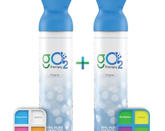 gO2Therapy  900 Inhalations (2-Pack), 12L Portable Oxygen Canister with 8 Aromatherapy Scents