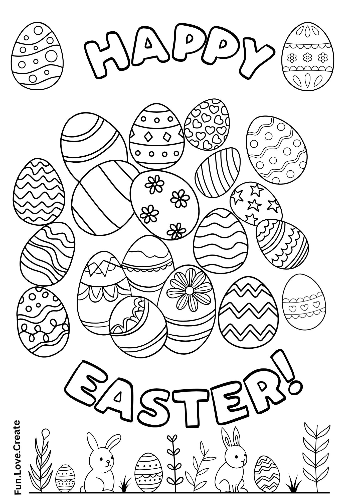 Easter Egg Coloring Page | Kids Spring Activity (instant Download) - Etsy