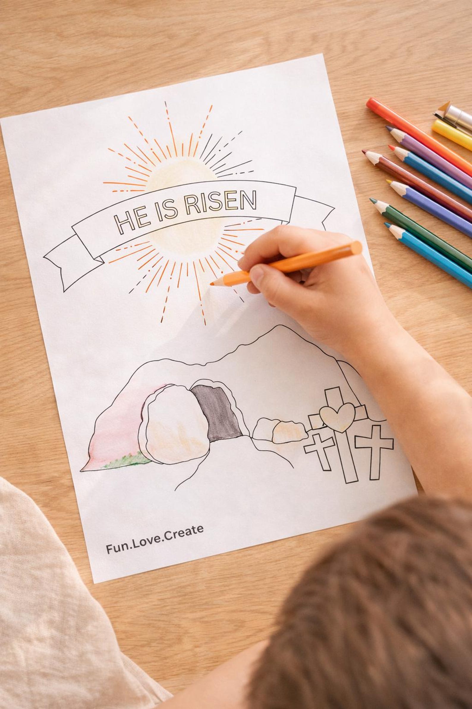 He is Risen Coloring Page | Christian Easter Activity (instant Download ...