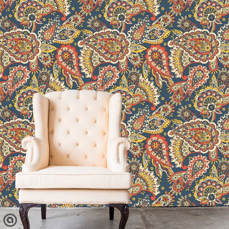 PAISLEY BOHO Removable Wallpaper Simply Peel and Stick | Etsy