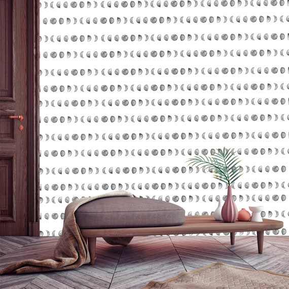 Removable Wallpaper MOON PHASES Peel and Stick Self | Etsy