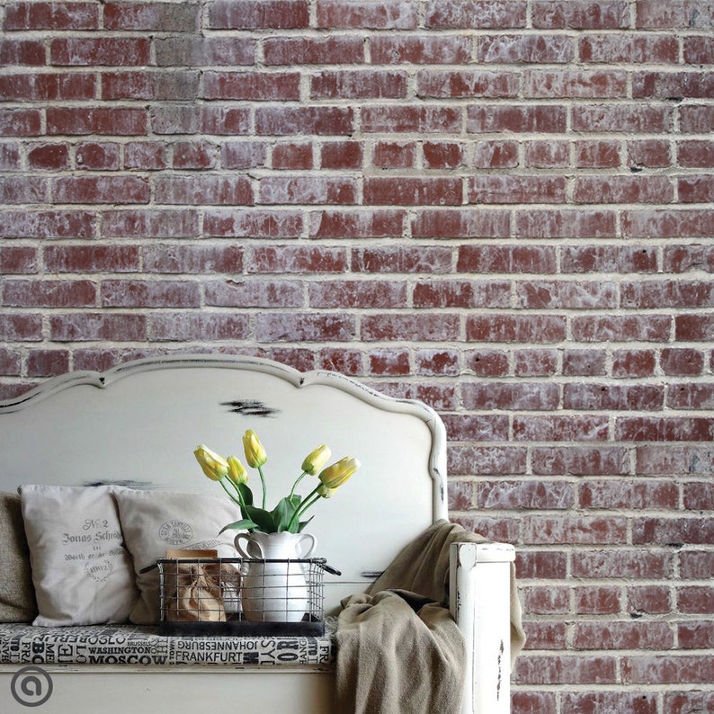 Peel and Stick Wallpaper DISTRESSED BRICK Removable Self Etsy