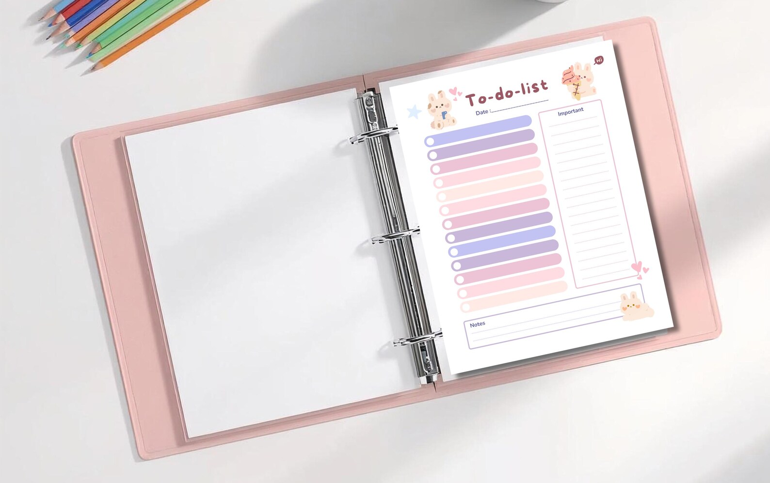Planner Rabbet Kawaii Rabbit to Do List Planner Printable | Cute Checklist Page ...