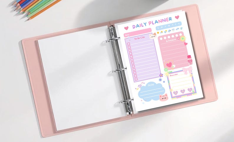 Kawaii Cats Daily Planner Printable | Everyday Calendar Agenda | Cute ...
