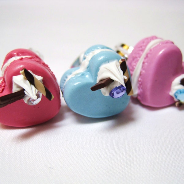 Kawaii Sweet HEART MACAROON Ring Polymer Clay