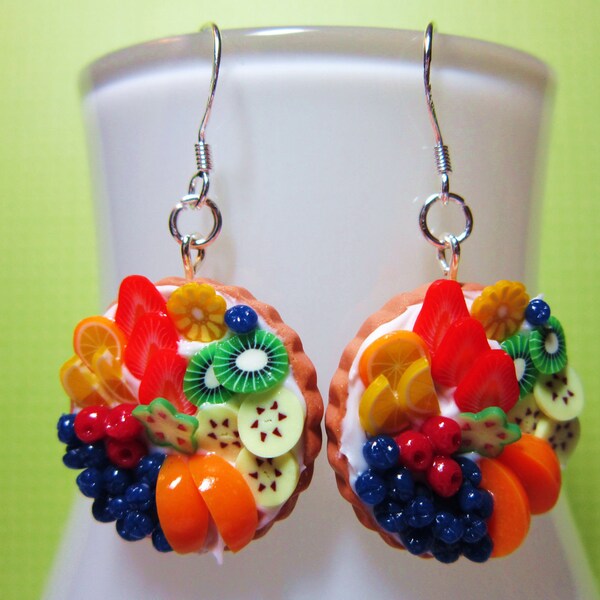 Fruit Tart Sweets Polymer Clay Kawaii Dangle Earrings