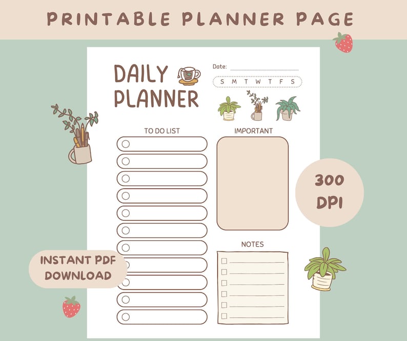 Cozy Daily Planner Printable | Cute Planner Page | Daily to Do List ...