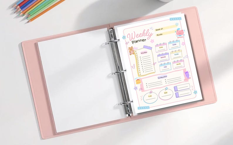 Pastel Bear Weekly Planner Printable | Cute Colorful Weekly Planner ...