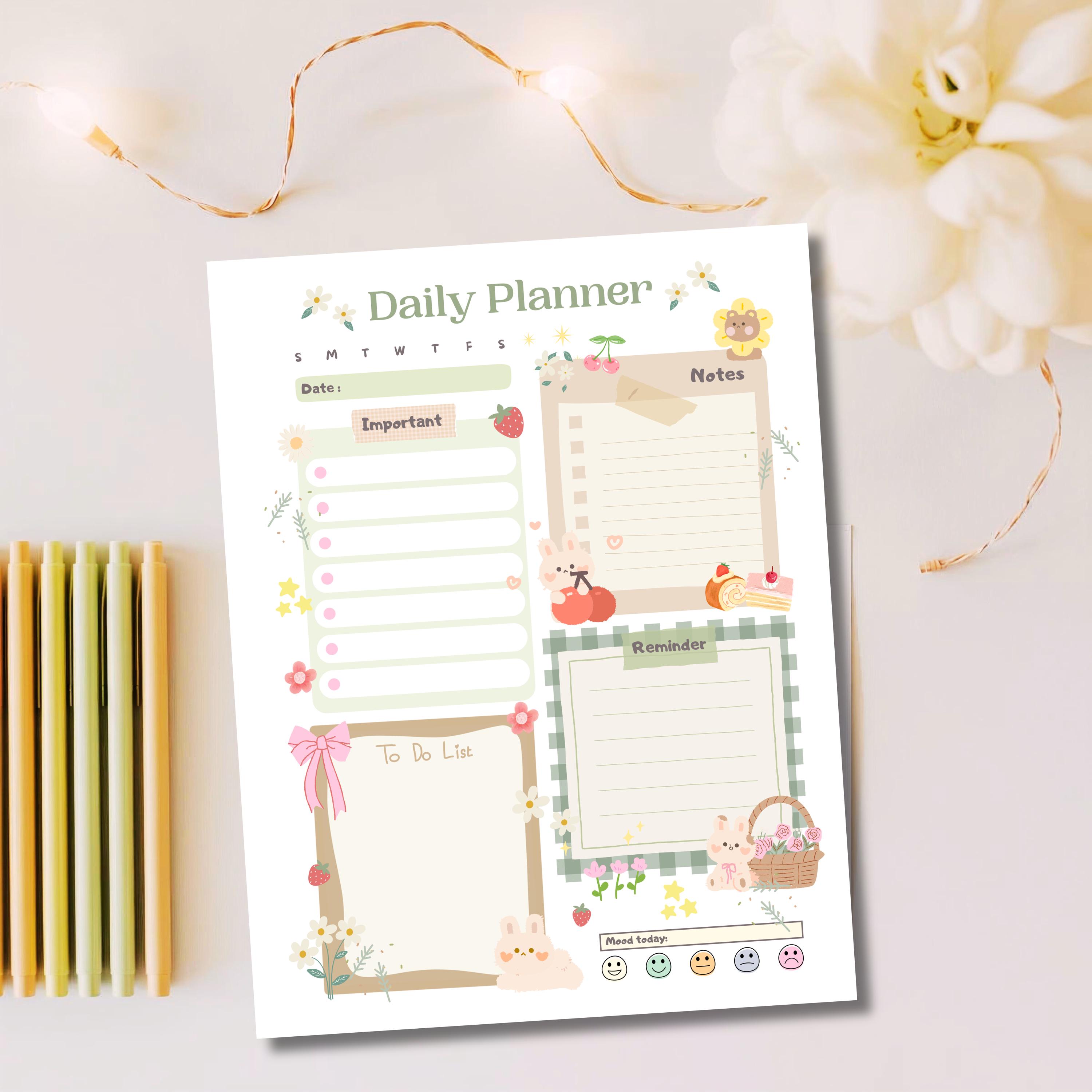 Kawaii Cottagecore Daily Planner Printable (PDF) - Etsy