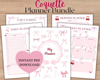 Coquette Planner Bundle: Printable Journal Notes (Digital Download) PDF