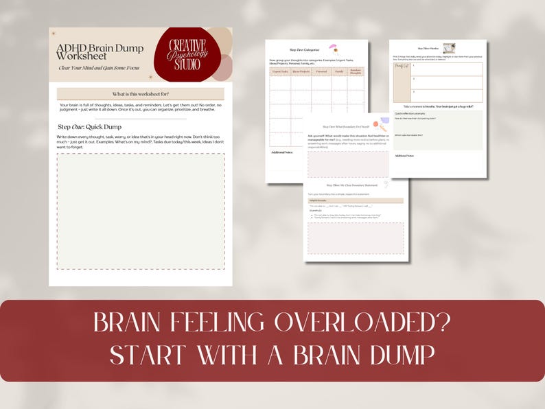 ADHD Brain Dump Worksheet | Clear Mental Clutter | Overwhelm Reset Tool ...