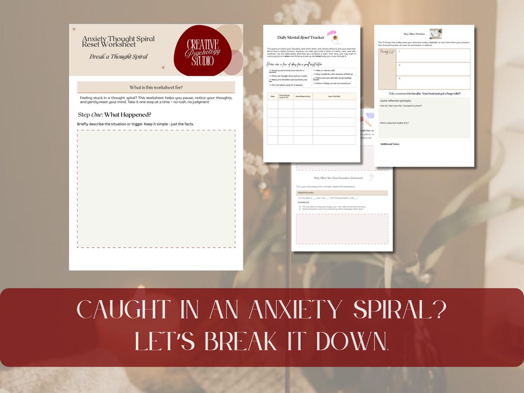 Anxiety Spiral Worksheet | Stop Overthinking & Calm Your Mind ...