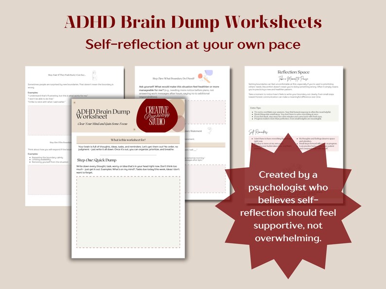 ADHD Brain Dump Worksheet | Clear Mental Clutter | Overwhelm Reset Tool ...