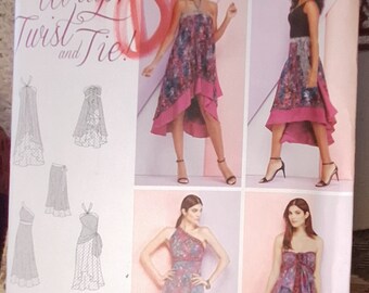 Dress Pattern. Wrap Dress pattern, tie dress pattern,Twist dress pattern Sizes XS -XL. Easy to sew.