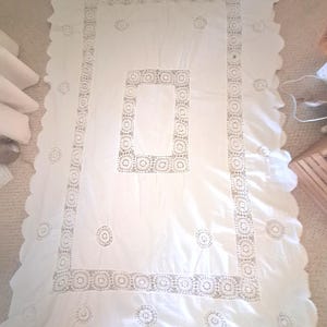 White cotton rectangle tablecloth, 84X 54 inches. image 4