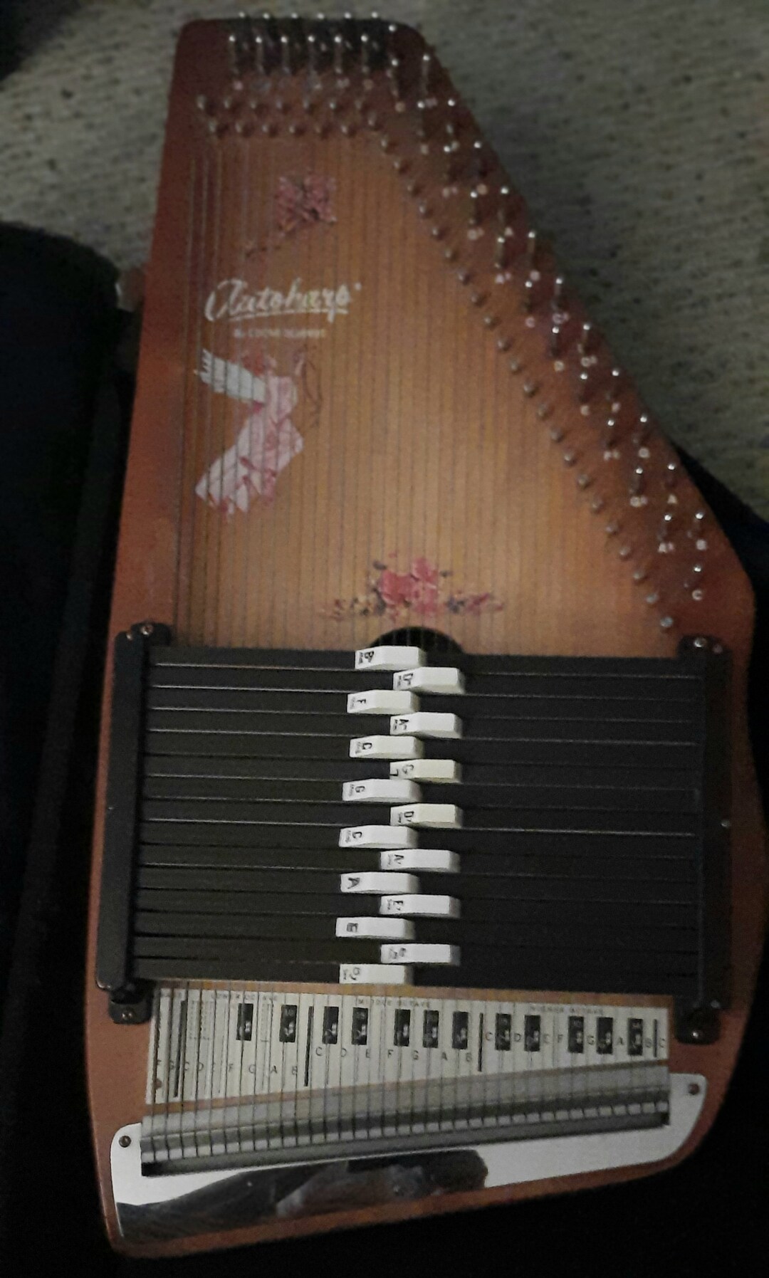 Vintage,oscar Schmidt Autoharp, Blue Heron Padded Case,autoharp Stand