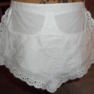 Vintage, white apron, cotton, short apron, image 3