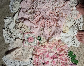 Vintage Crochet Doily Lot. Assorted Colors. 42 Doilies