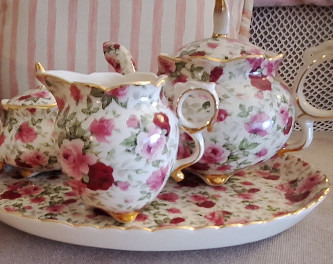 Vintage Chinz Tea Set. Chinz Like. Rose tea set