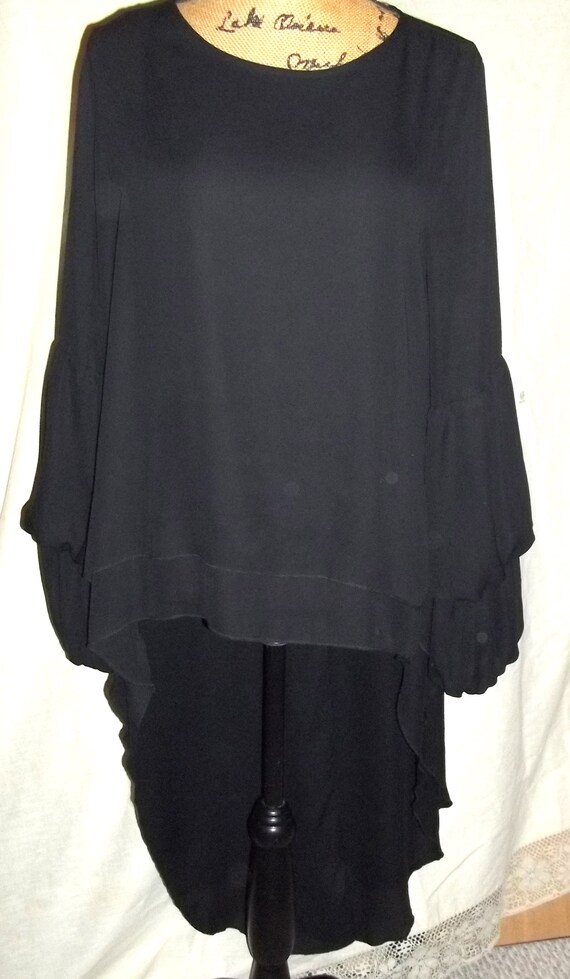 Women Black tunic/dress, short front long back, w… - image 1