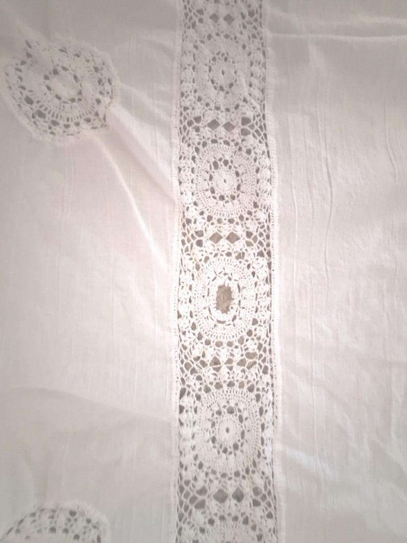 White cotton rectangle tablecloth, 84X 54 inches. image 1