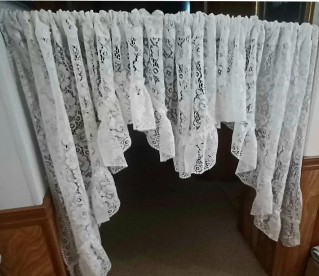 Vintage. Two Sets Ivory Lace Valances One Straight Valance Etsy