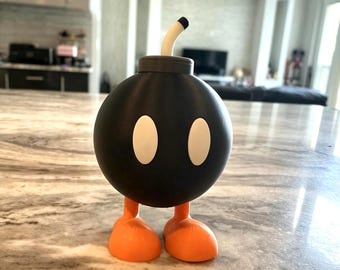 Super Mario-inspirerad Bob-omb-behållare, Mario Bomb-förvaringslåda, prydnadslåda, Nintendo-inspirerad skrivbordsdekor, 3D-utskriven spelpresent