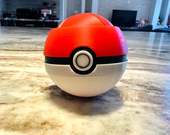 Pokémon-inspirerad Pokeball-behållare, Anime Monster Ball-förvaringslåda, 3D-tryckt vridbart öppet fodral, skrivbordsorganisatör, present till spelare