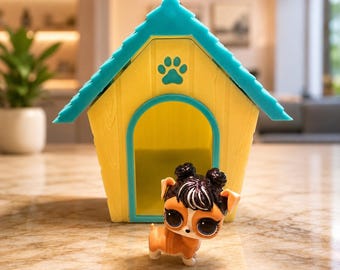 Miniatyrhus för husdjur med magnetiskt tak | Litet dockhus för valpar | Söt minivärldsdekor | Kawaii minihus | 3D-utskriven miniatyr