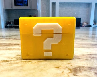 Super Mario AirPods Pro-skal | Frågeblock AirPod-hållare | 3D-tryckt skal i specialfärg | Nintendo-inspirerad retro-spelgåva