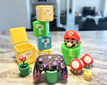 Super Mario-inspirerat Switch-kontrollstativ med Nintendo Switch-spelkortshållare, Green Pipe Gaming Dock, 3D-utskriven kontrollförvaring