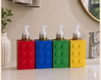 Building Block Soap Dispenser Holder, Bathroom Decor, Custom Color Bathroom Organizer, Kitchen Sink Soap Pump Stand, Kids Bathroom Accessory