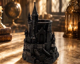 Harry Potter-inspirerad skrivbordsorganisatör | Pennhållare för trollkarlsskola | Gotisk pennmugg | 3D-utskriven present
