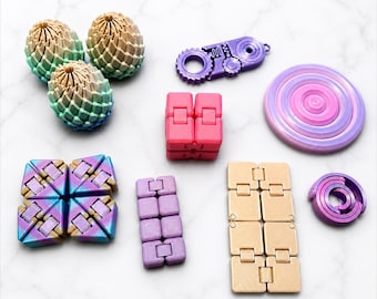 Fidget-leksakspaket | Infinity-kub | ADHD-fokus- och stresslindrande leksaker | 3D-utskrivna skrivbordsleksaker presentset