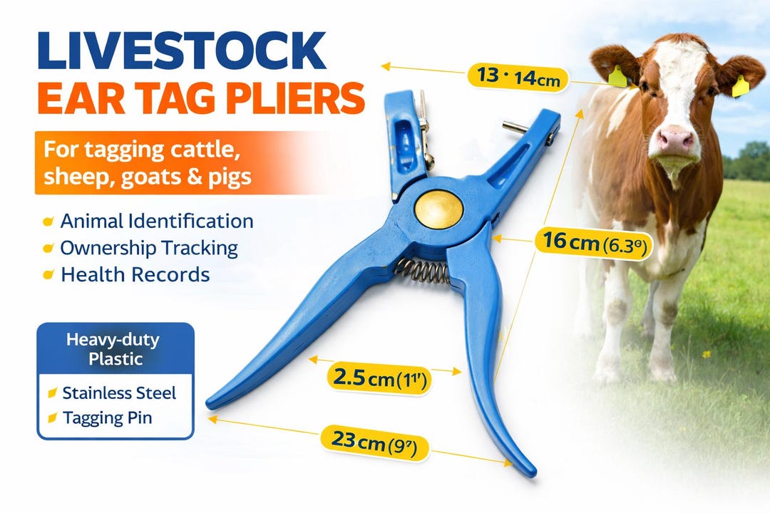 Ear Tagging Tools Ruminant Livestock Ear Tag Applicator Pliers – Tagging Tool for Cattle, Goat ...