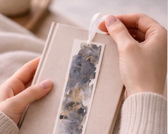 Szara akwarelowa zakładka do książki Minimalistyczna miękka abstrakcyjna zakładka Estetyczny prezent dla czytelnika Ręcznie robiona zakładka Booklover Mały prezent Neutralny Nowoczesny prezent