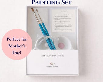 Kit de pintura de acuarela para principiantes para el Día de la Madre. Kit para hacer marcapáginas. Regalo creativo DIY para mamá. Actividad artística relajante. Idea de regalo. Experiencia.